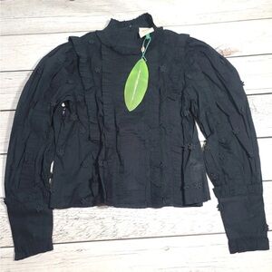 FARM Rio Black Ruffled Blouse